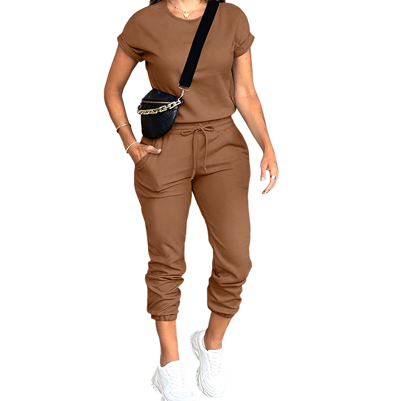 Ensemble Femme T-shirt Fluide Pantalon Ajustable Confortable