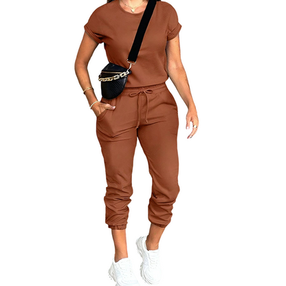 Ensemble Femme T-shirt Fluide Pantalon Ajustable Confortable