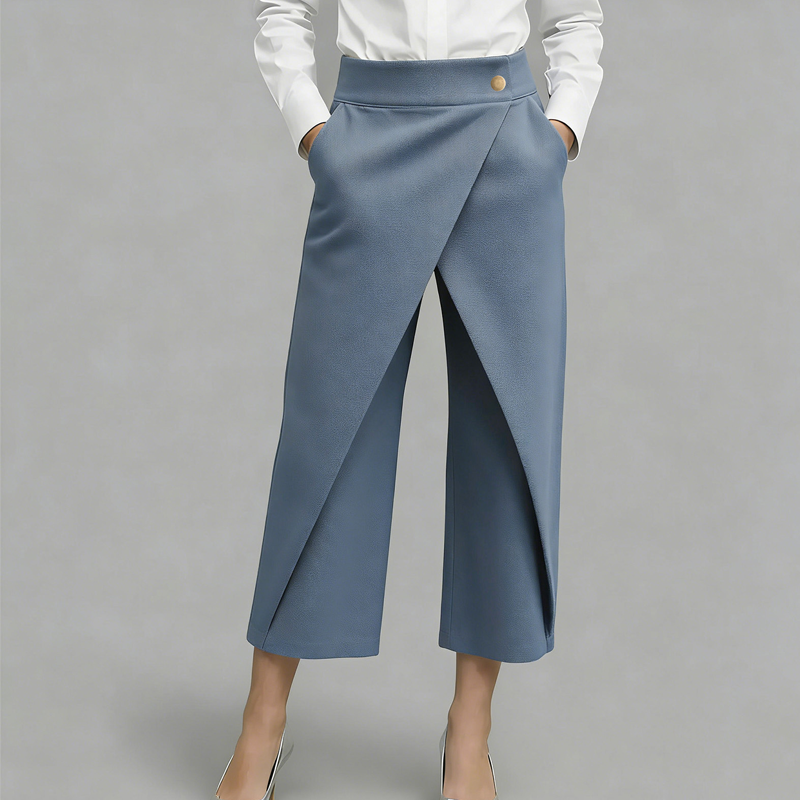 Pantalon jupe femme taille haute effet portefeuille