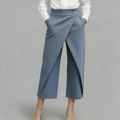 Pantalon jupe femme taille haute effet portefeuille