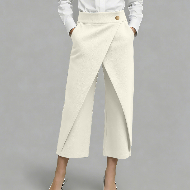 Pantalon jupe femme taille haute effet portefeuille