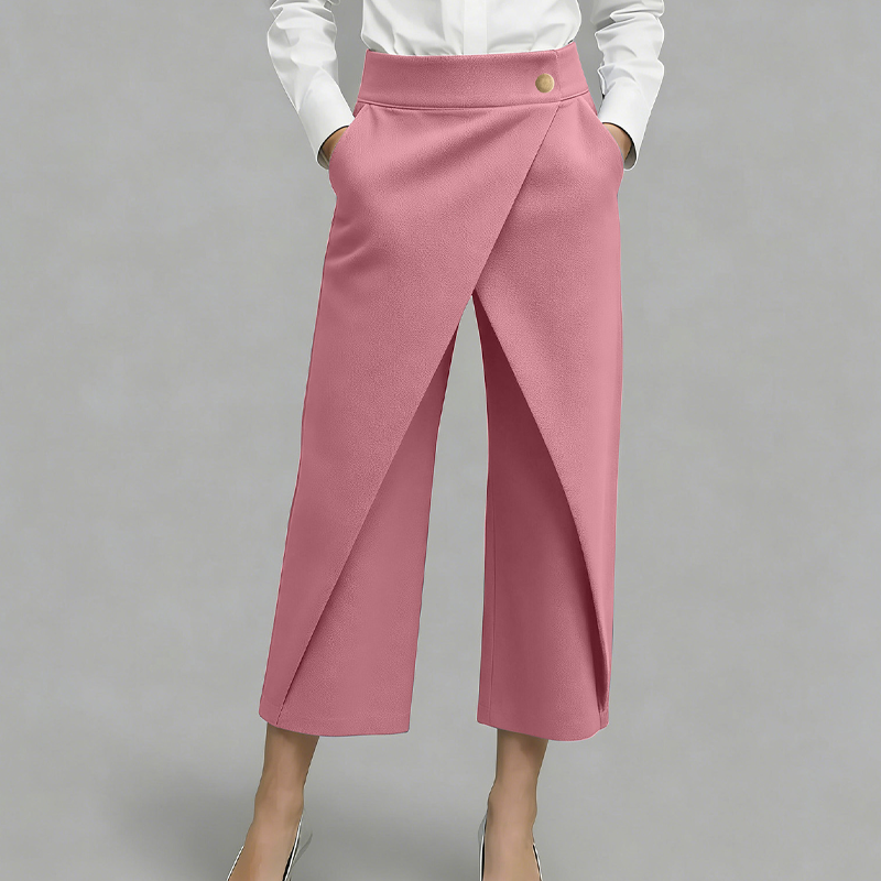Pantalon jupe femme taille haute effet portefeuille