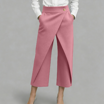 Pantalon jupe femme taille haute effet portefeuille