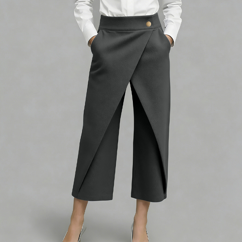 Pantalon jupe femme taille haute effet portefeuille