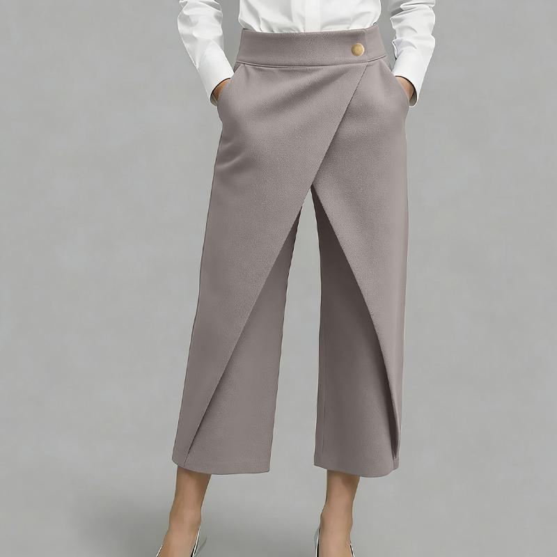 Pantalon jupe femme taille haute effet portefeuille