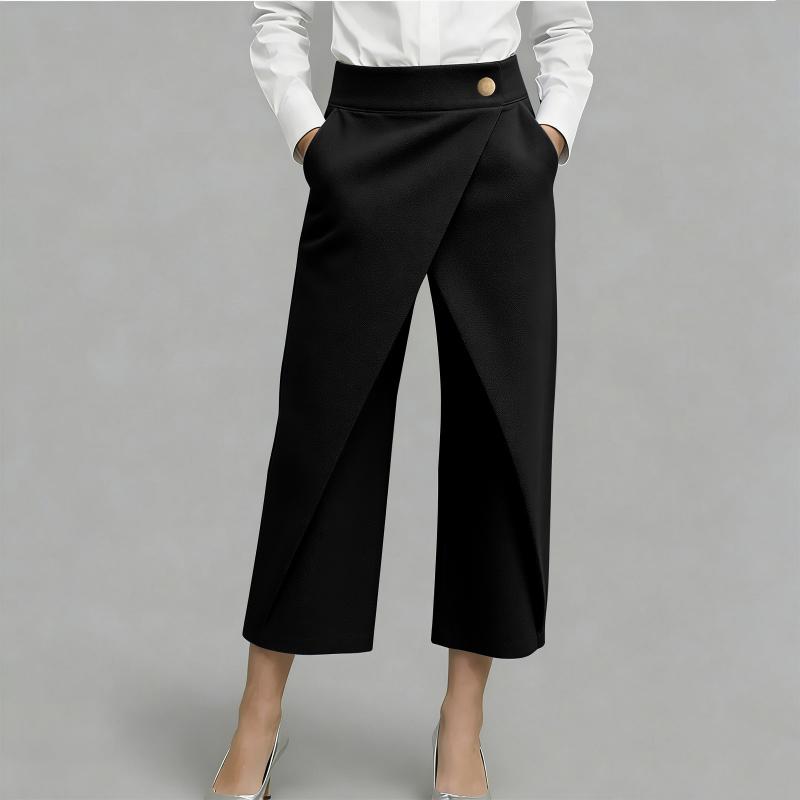 Pantalon jupe femme taille haute effet portefeuille