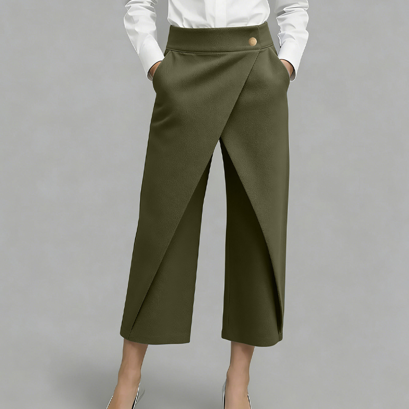 Pantalon jupe femme taille haute effet portefeuille