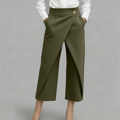 Pantalon jupe femme taille haute effet portefeuille