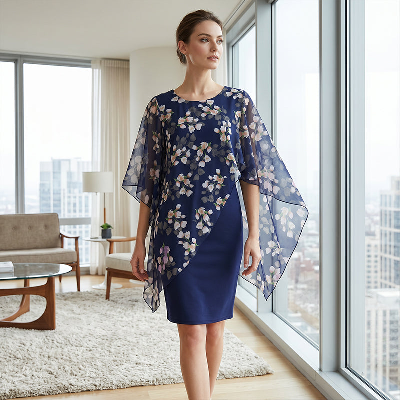 Robe Femme Chiffon Voile Floral Coupe Élégante - PanierRoyale