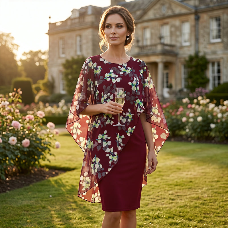 Robe Femme Chiffon Voile Floral Coupe Élégante