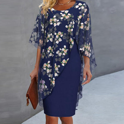 Robe Femme Chiffon Voile Floral Coupe Élégante