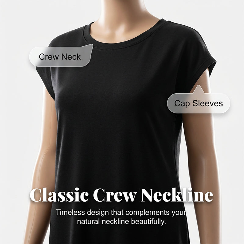 Robe T-shirt Femme Midi Coton Coupe Ample Poches Pratiques