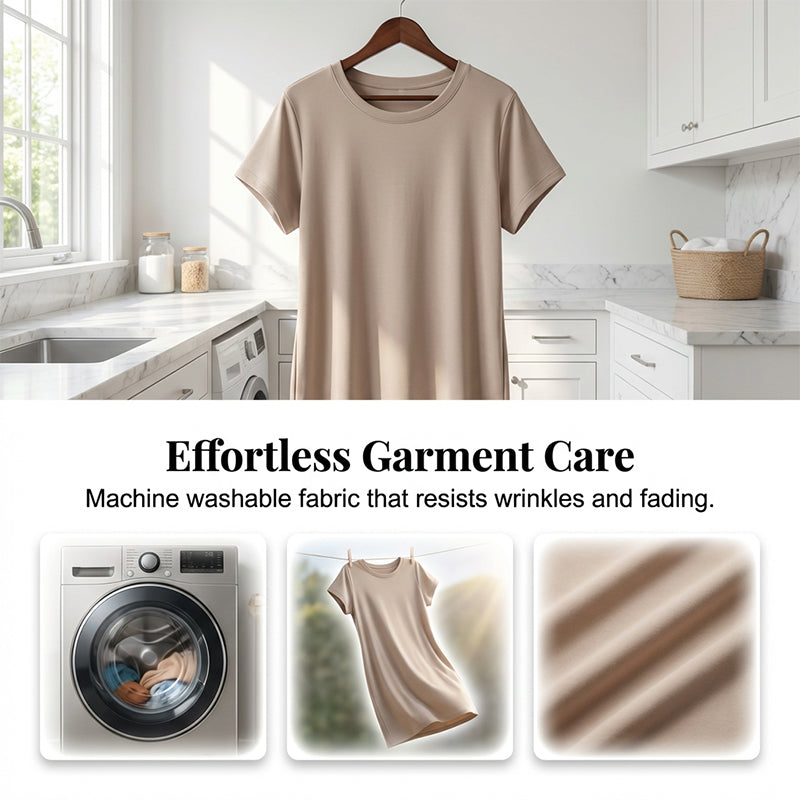 Robe T-shirt Femme Midi Coton Coupe Ample Poches Pratiques