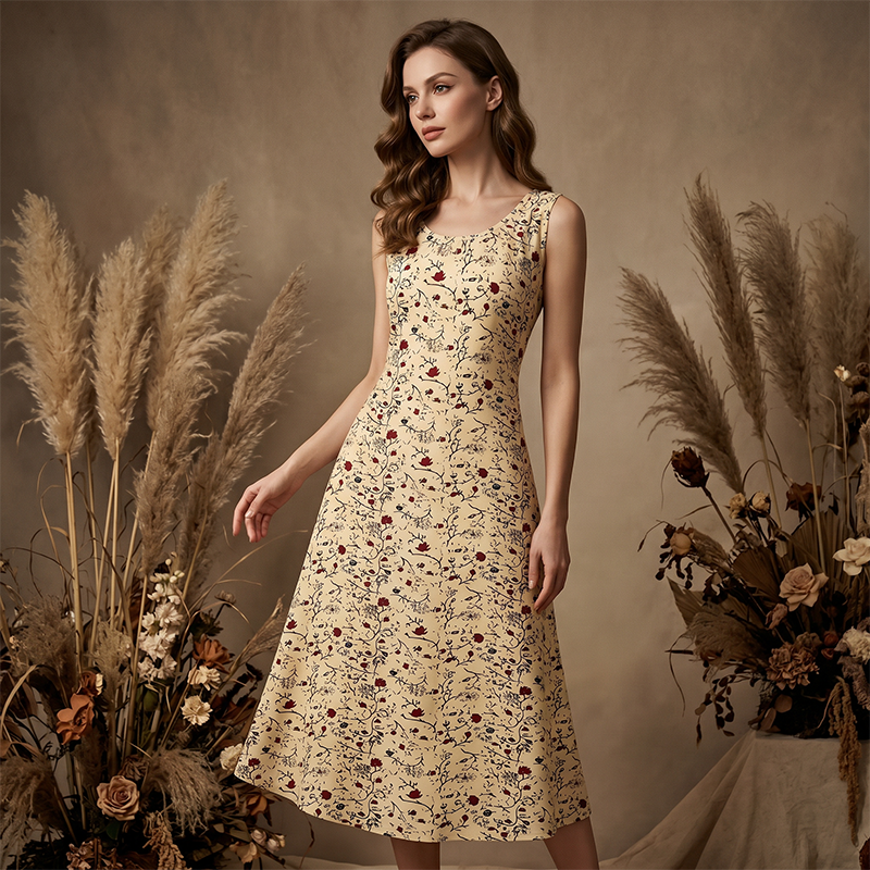 Robe longue Femme Sans Manches Poches Coupe Fluide