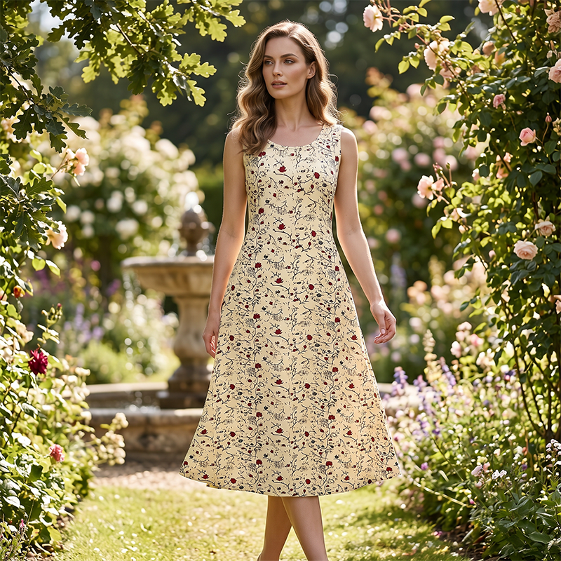 Robe longue Femme Sans Manches Poches Coupe Fluide