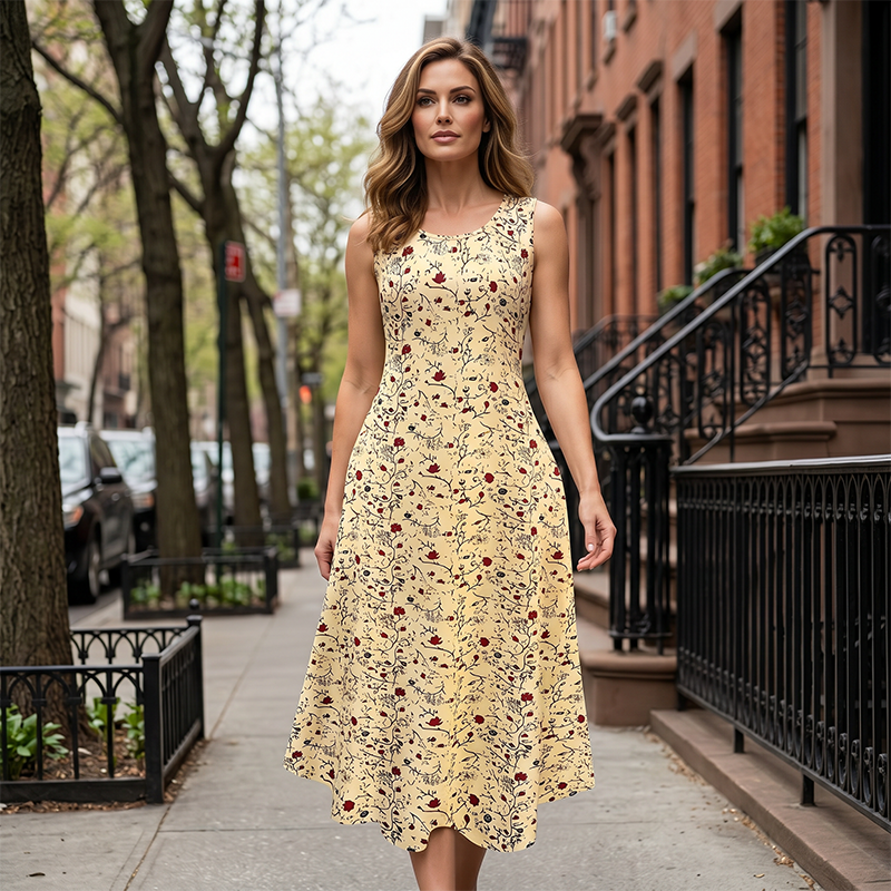 Robe longue Femme Sans Manches Poches Coupe Fluide