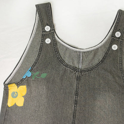 Salopette Femme Denim Imprimé Floral Coupe Ample