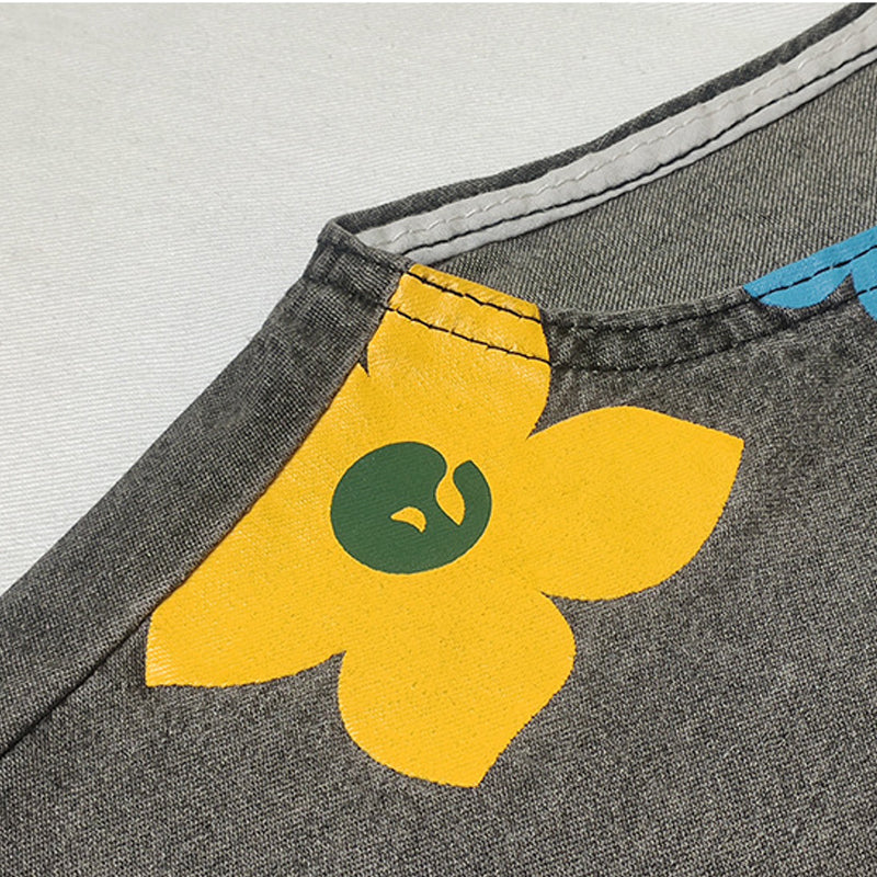 Salopette Femme Denim Imprimé Floral Coupe Ample