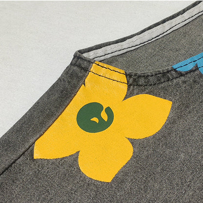 Salopette Femme Denim Imprimé Floral Coupe Ample
