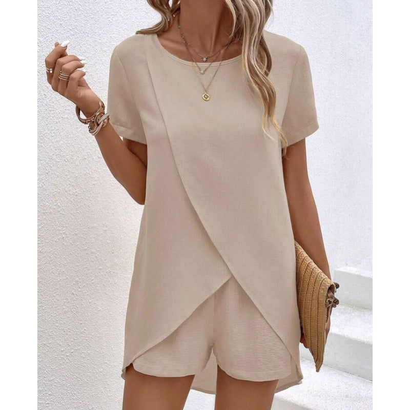 Ensemble Femme Asymétrique et Short Assorti