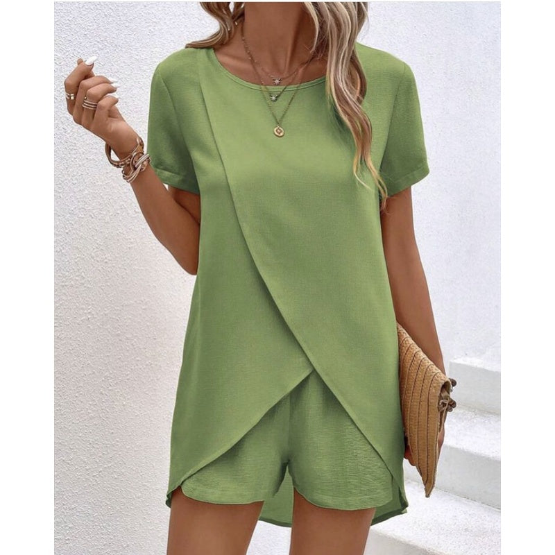 Ensemble Femme Asymétrique et Short Assorti