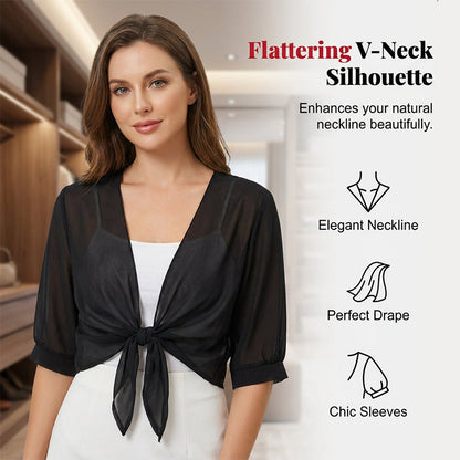 Haut Femme Chiffon Transparent Noeud Devant
