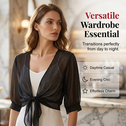 Haut Femme Chiffon Transparent Noeud Devant