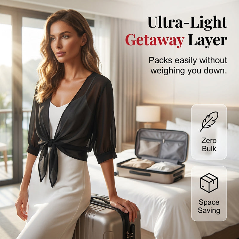 Haut Femme Chiffon Transparent Noeud Devant