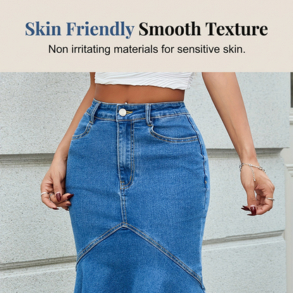 Jupe Midi Femme Denim Taille Haute Coupe Sirène