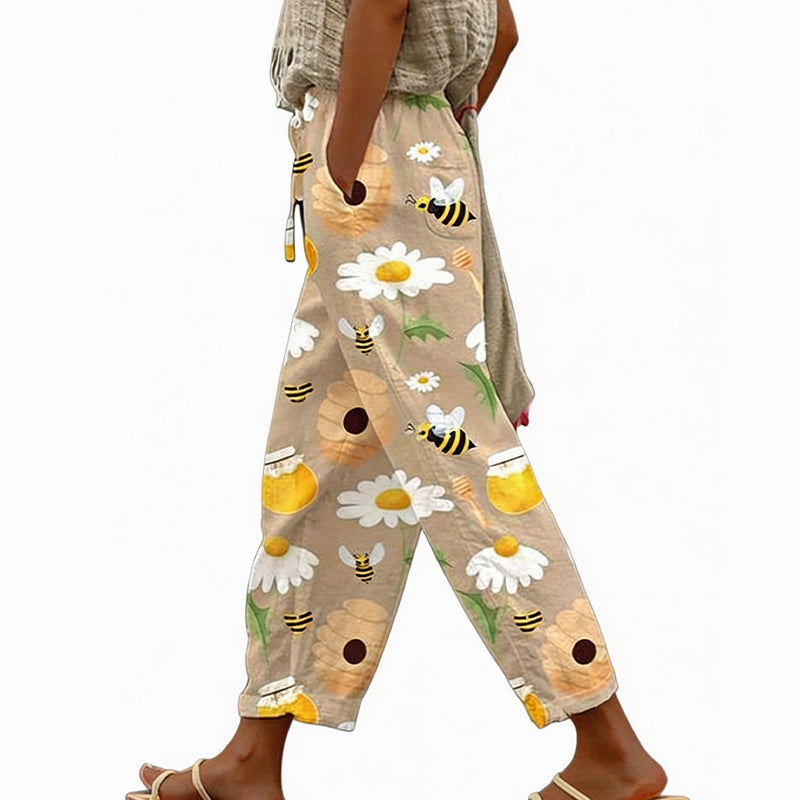 Pantalon court Femme Imprimé Floral Coupe large