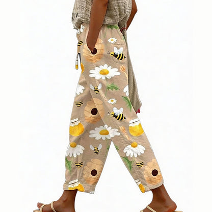 Pantalon court Femme Imprimé Floral Coupe large