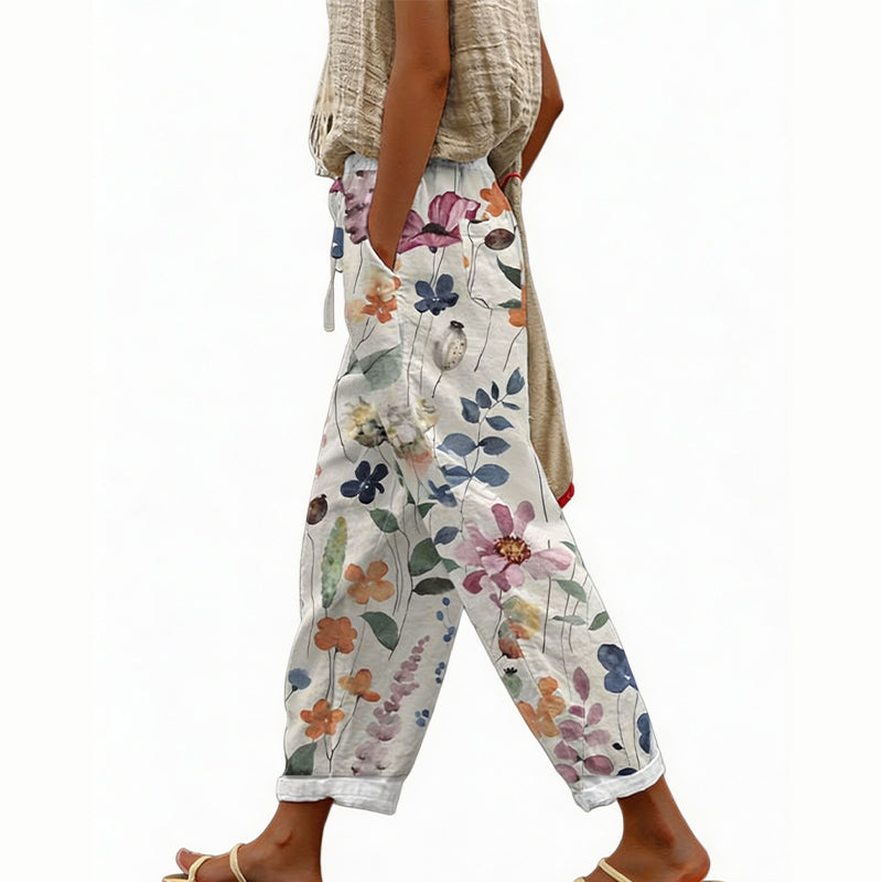 Pantalon court Femme Imprimé Floral Coupe large