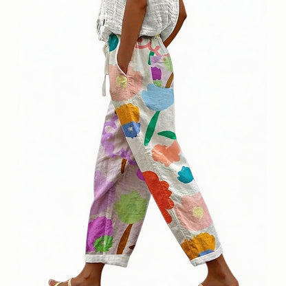 Pantalon court Femme Imprimé Floral Coupe large
