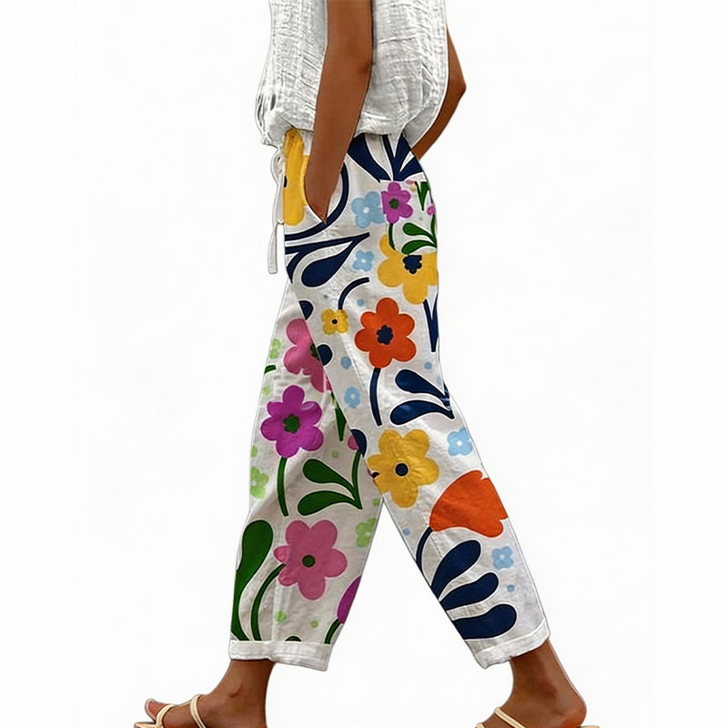 Pantalon court Femme Imprimé Floral Coupe large