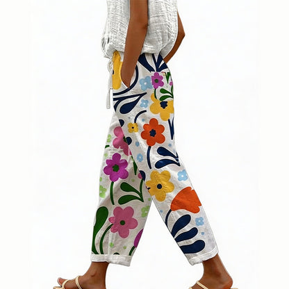 Pantalon court Femme Imprimé Floral Coupe large