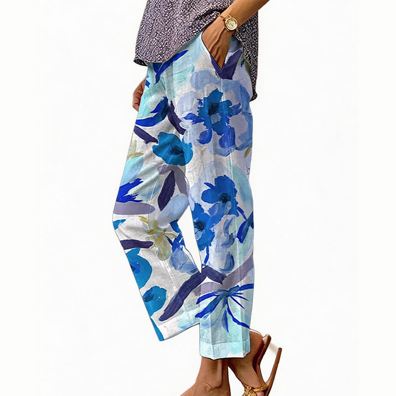 Pantalon court Femme Imprimé Floral Coupe large