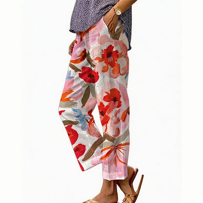 Pantalon court Femme Imprimé Floral Coupe large