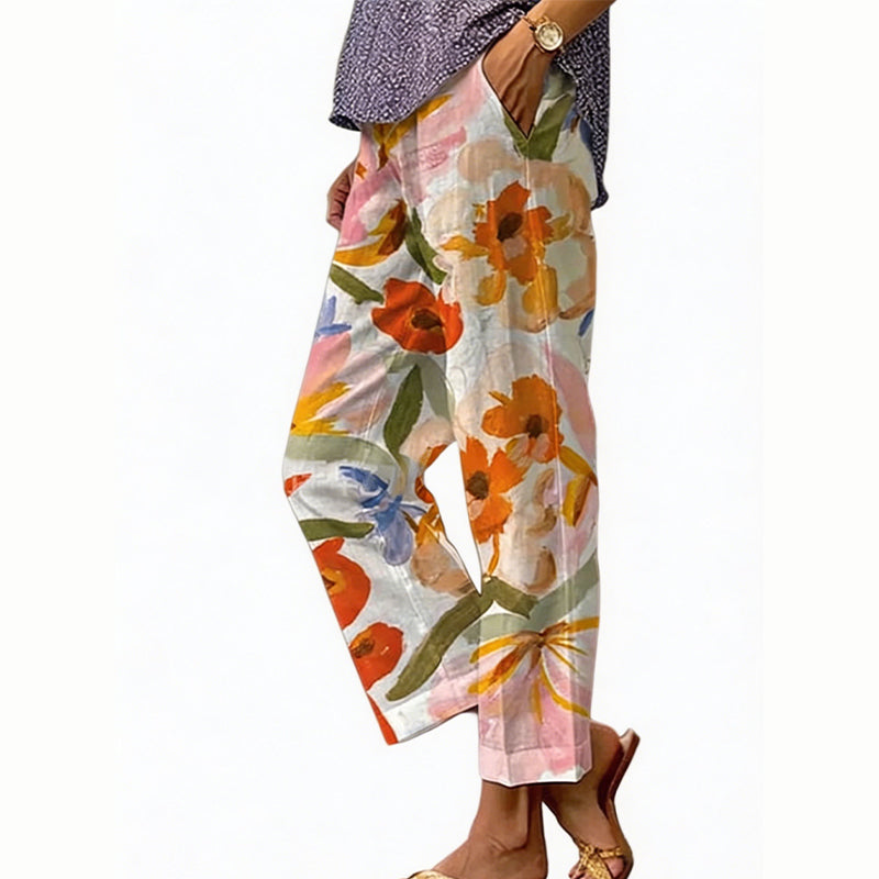 Pantalon court Femme Imprimé Floral Coupe large