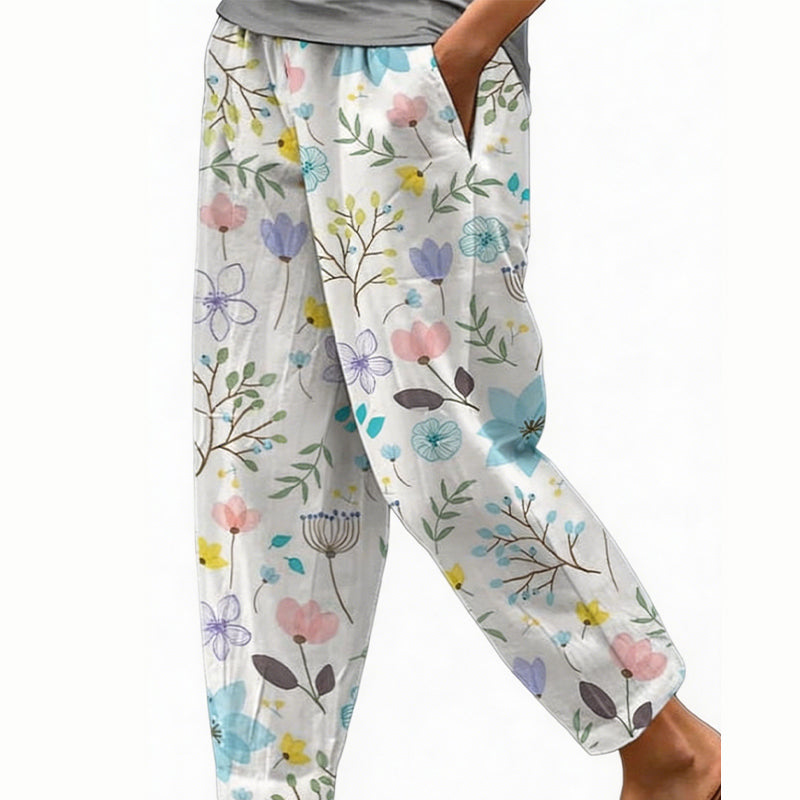 Pantalon court Femme Imprimé Floral Coupe large