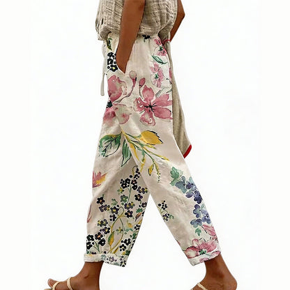 Pantalon court Femme Imprimé Floral Coupe large