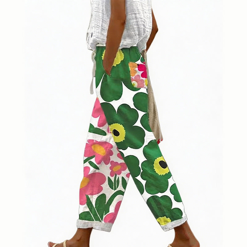 Pantalon court Femme Imprimé Floral Coupe large