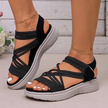 Sandales Femme Brides Croisées Semelle Plateforme