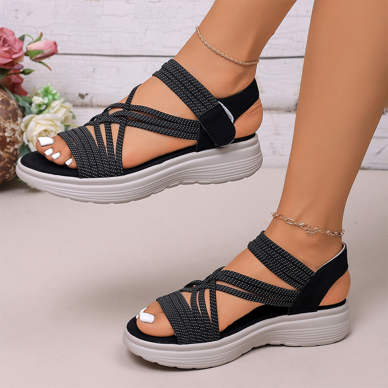 Sandales Femme Brides Croisées Semelle Plateforme
