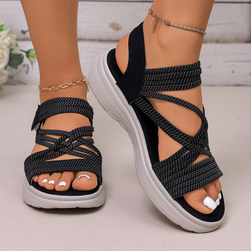 Sandales Femme Brides Croisées Semelle Plateforme