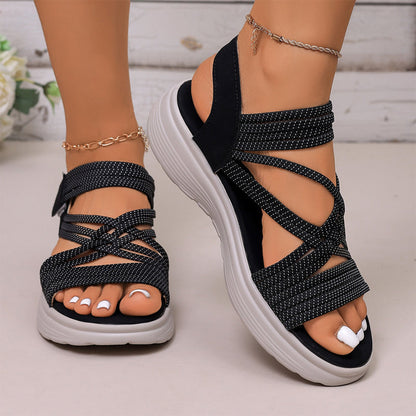 Sandales Femme Brides Croisées Semelle Plateforme