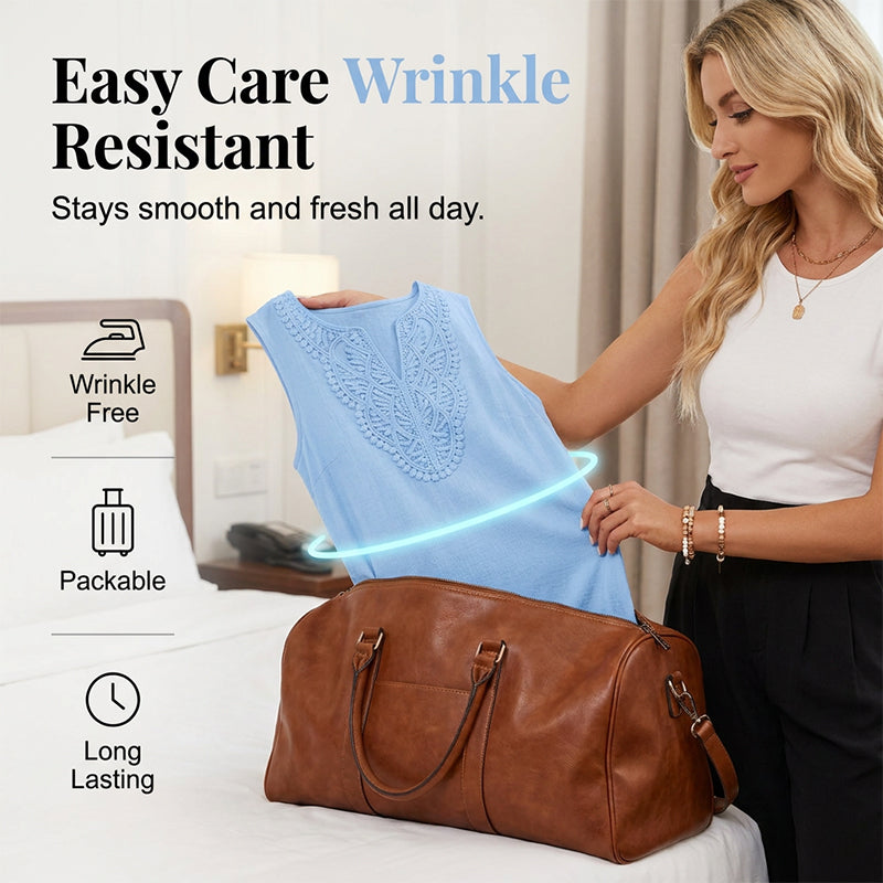 Robe dété Femme Coton Lin Col V Brodé