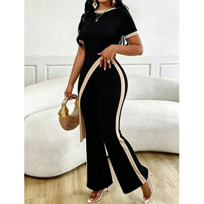 Ensemble Femme Asymétrique avec Pantalon Evasé Contrasté