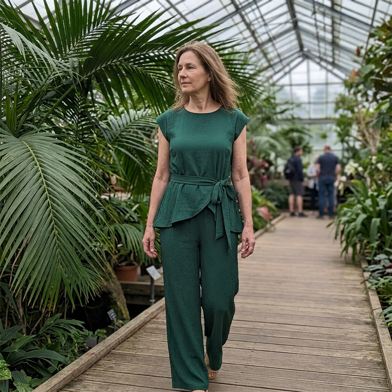 Ensemble Femme Haut Ceinturé et Pantalon Large