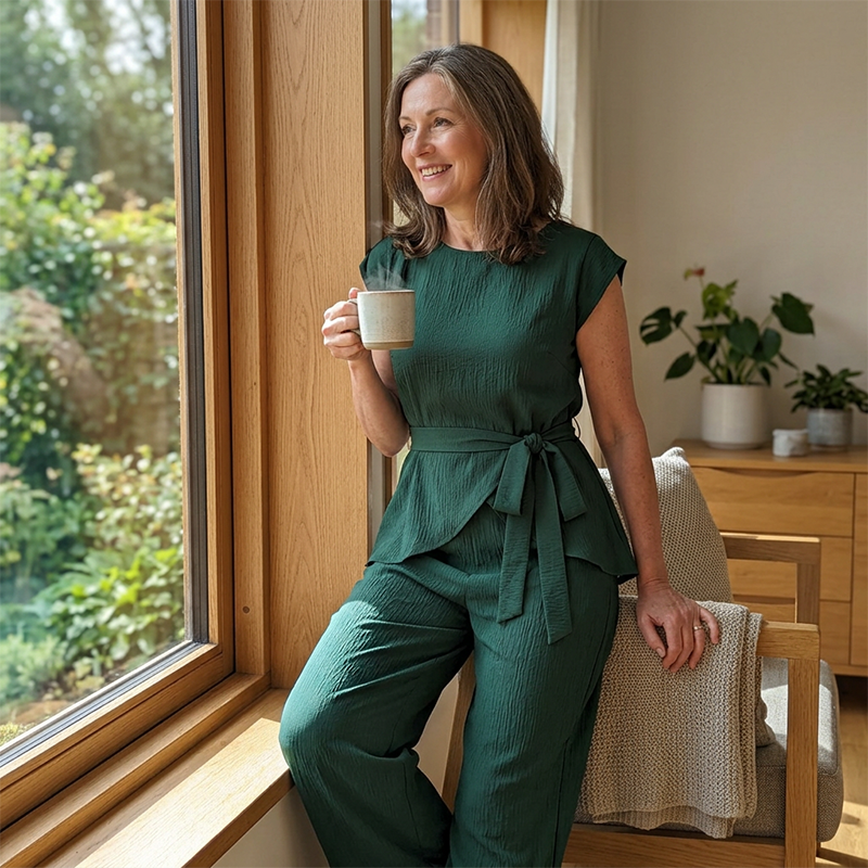 Ensemble Femme Haut Ceinturé et Pantalon Large