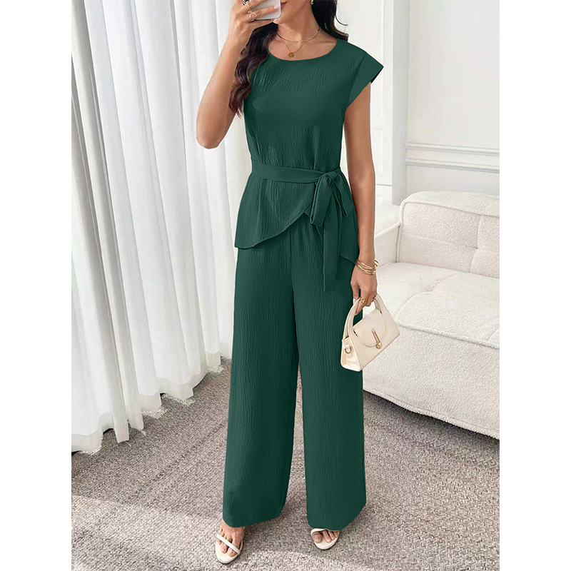Ensemble Femme Haut Ceinturé et Pantalon Large
